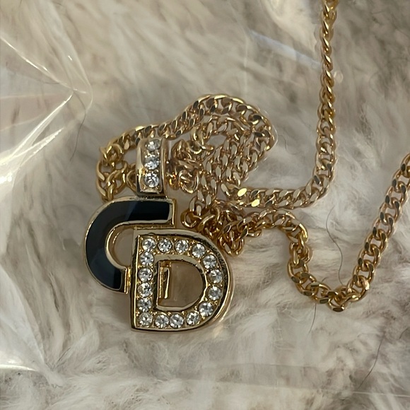 Auth Christian Dior Gold Logo Necklace! NWOT - Picture 1 of 5
